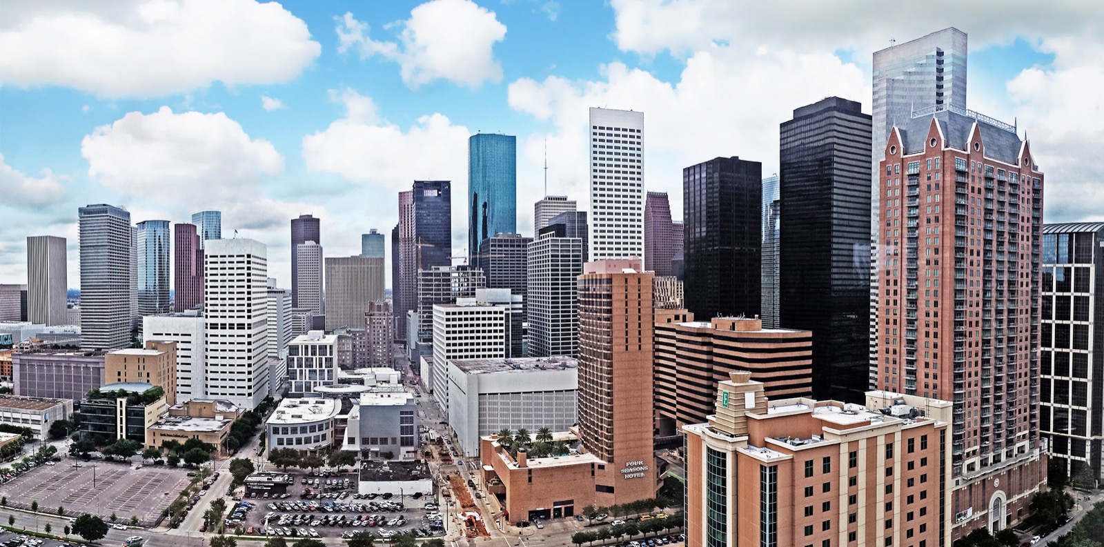 Downtown Houston skyline in full daylight